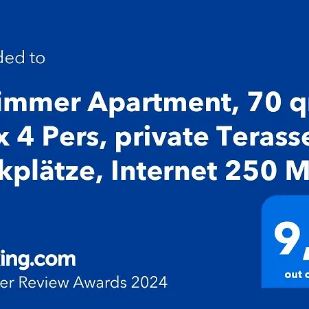 2 Apartment, 70 Qm, Max 4 Pers, Private Terasse, 2 Parkplaetze, Internet 250 Mbit Apartment *